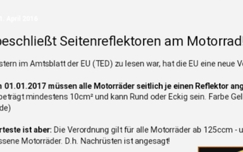 Seitlicher Reflektor für Motorräder ab Euro 4 - Seite 7 - TÜV und Zulassung  